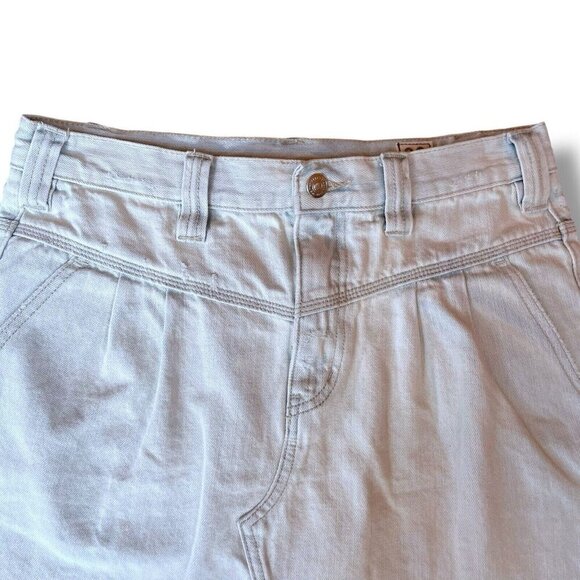 Free People Womens Sidecar Mini Skirt Sz 28 Blue Light Wash Denim Distressed - Picture 4 of 7